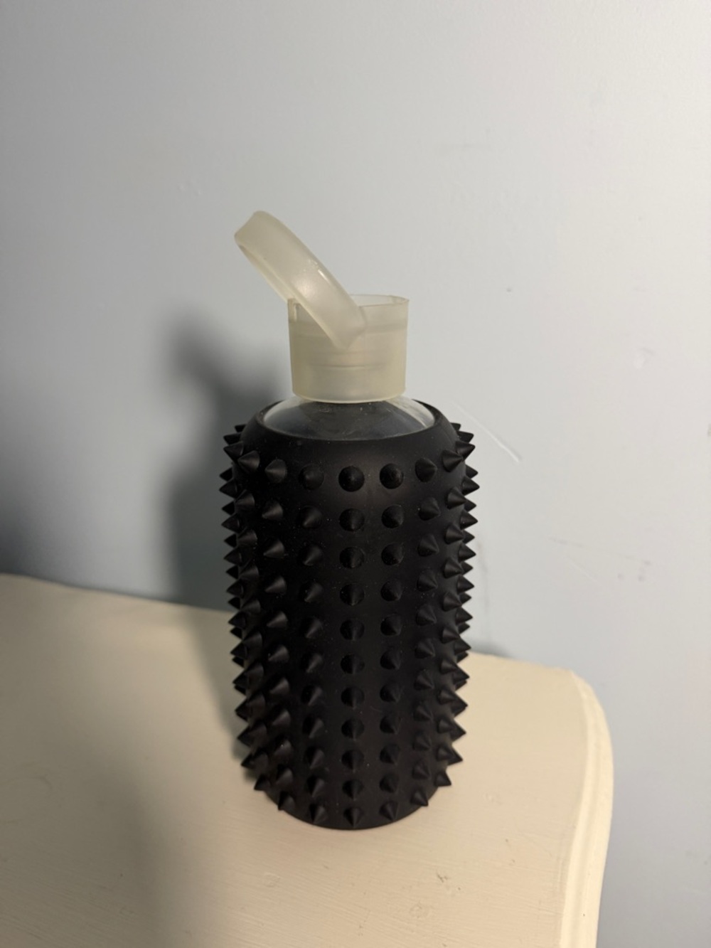 Bkr Black Spiked Silicone Water Bottle with Flip Top